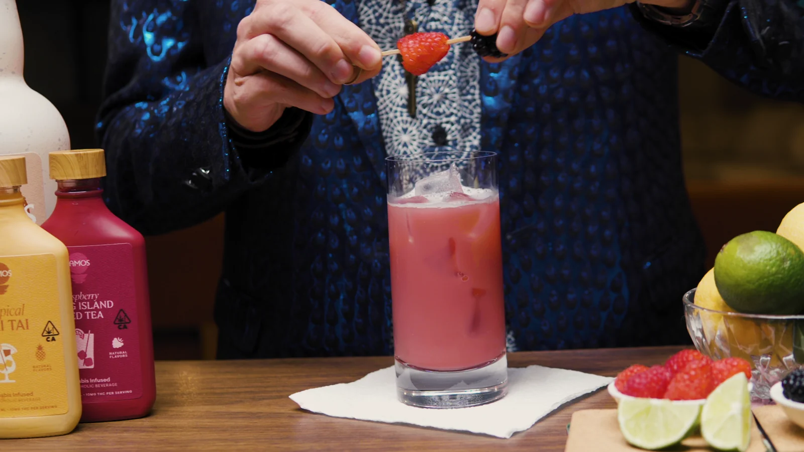 PAMOS cocktail preparation from the finished commercial.