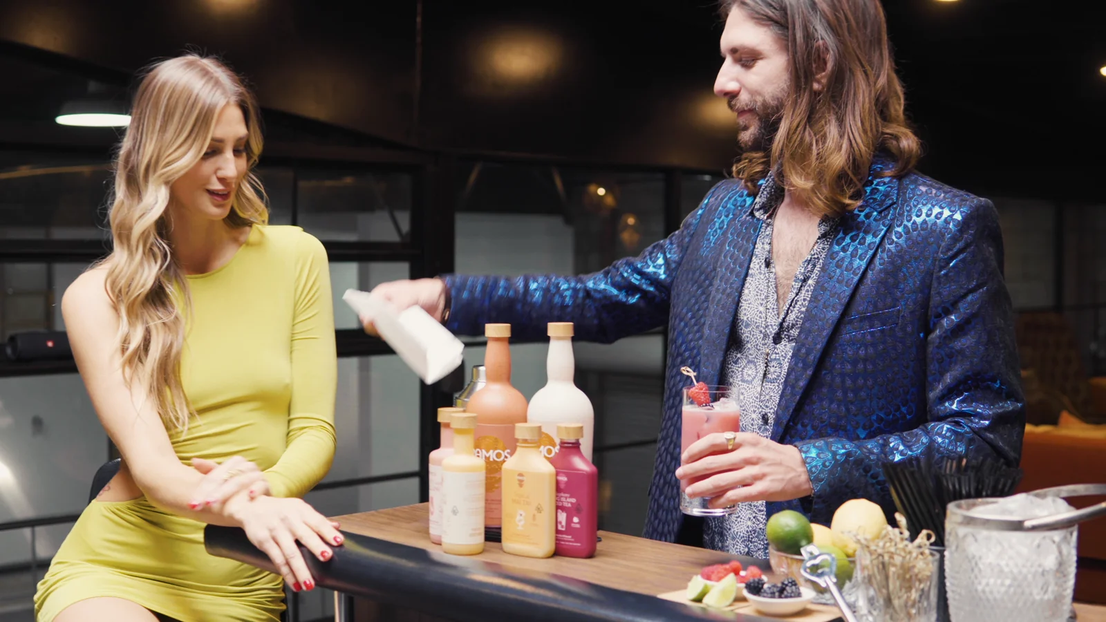 A bar scene from the PAMOS commercial.